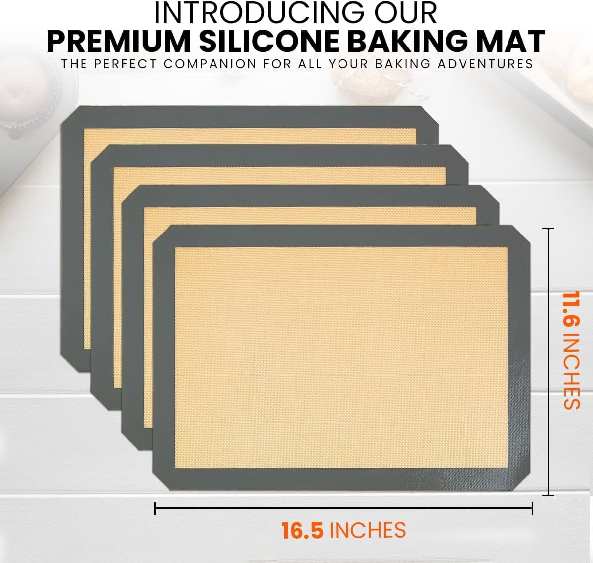 Silicone s Half Sheet Non Stick for Oven Reusable 4 Pack - Thick Heavy Duty Silicone Cookie Sheet 1/2 Size for Macaron & Pastry - Half Size Rectangular Cooking Oven Liner Pad