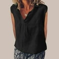 thumbnail image 2 of Linen Sleeveless Shirts for Women Cotton Collared V Neck Solid Tank Top Casual Summer Outfits Dressy Casual Basic Tees Trendy Clothes, 2 of 5