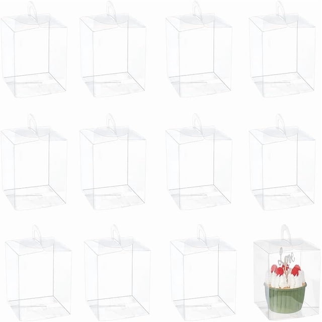 20 cajas de regalo colgantes transparentes de PVC de 8 x 8 x 9 cm.