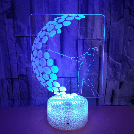 

JUSTUP Golf Night Light LED 3D Illusion Table Lamp with Remote Control 16-Color Changing Night Lamp for Bedroom Decoration Birthday Christmas Gifts（Style 5）