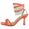 thumbnail image 2 of Delicious Women Heels Ankle Strap Open Toe Strappy Tie Leg Design OPAL-S Coral Bright Orange 11, 2 of 3