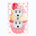 thumbnail image 1 of Metal Light Switch Plate Cover Floral Raspberry Cupcake Pink Heart Wallpaper CAK030, 1 of 13