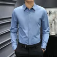 thumbnail image 2 of Camisas para hombre de negocios azul formal para hombre, camisa de vestir para oficina, social, elegante, de alta calidad, de lujo, informal, oferta, tallas grandes, regular, nuevas en IS, 2 of 5