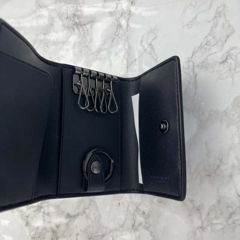 Coach F78675 Five Ring Key Case In Signature Canvas In Charcoal