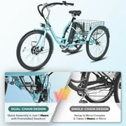 Viribus 24 Electric Tricycle for Adults with 7 Speeds 36V 13Ah Battery 350W Motor UL 2271 Green