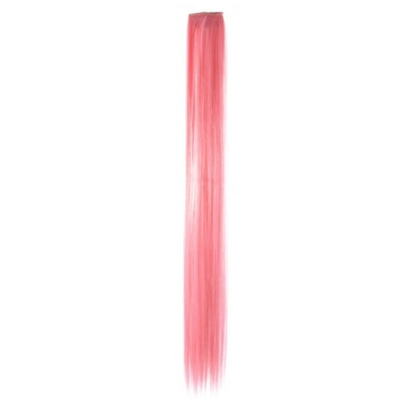 Straight Synthetic Clip Unique Bargains Synthetic Fiber Costume Straight Clip in Hair Extensions DIY 46cm Length Pink ()