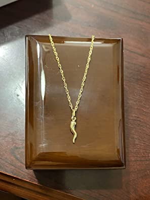 Solid 14K Gold Flat Open Wheat Chain Cornicello Italian Horn Pendant Necklace - Choose Chain Length and Width (Flat Open Wheat - 2mm, 20.0 Inches)