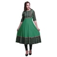 thumbnail image 1 of Bimba Robe Anarkali Imprimée Géométrique Ikat Gris Foncé Longue Robe Maxi Kurtis Indiens pour Femmes Kurti Ethnique Moyen, 1 of 5