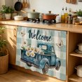thumbnail image 6 of Blue Truck Spring Floral Cabinet Curtain 35"Wx35"L,Dustproof Under Sink Skirt W/ Self Adhesive Tape,Teal Plaid Butterflies Vintage Cabinet Curtain Cover for Kitchen Sink,Bathroom Vanity,Laundry Room, 6 of 9