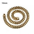 thumbnail image 2 of EOEMY 6-18mm Hip Hop 18K Gold Tone Stainless Steel Men Miami Cuban Link Chain Necklace-Gold-12mm-34Inch Or 86Cm, 2 of 4