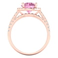 thumbnail image 4 of 2.56 ct Brilliant Round Cut Pink Zircon 18K Rose Gold Halo Solitaire with Accents Engagement Bridal Wedding Ring Band Set size 3.5, 4 of 7