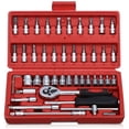 thumbnail image 1 of Ensemble de 46 Douilles Métriques Ensemble de Clés à Entraînement Carrées Kit d'Outils de Plomberie Automobile Travail DIY (Rouge), 1 of 5