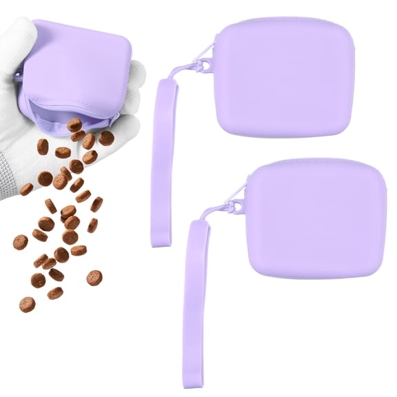 Uxcell Dog Treat Pouch for Training, Silicone Treat Pouches Portable Dog Bag with Zipper Pocket Size (Purple, 2 Pcs), Intended for Pet Training / Walking / Travel