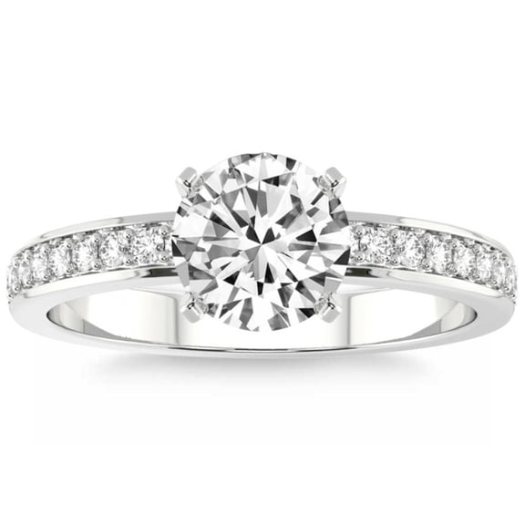 Divine Jewelry Gorgeous Anniversary Gift for Women's - 1.87 Ct Round Cut Moissanite Ring - 14K White Gold Plated Wedding Anniversary Rings - 30th Wedding Anniversary Gifts