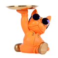 thumbnail image 2 of Estatua de bulldog con bandeja, regalo de cumpleaños, divertida y creativa escultura de perro de resina para el hogar. naranja, 2 of 9