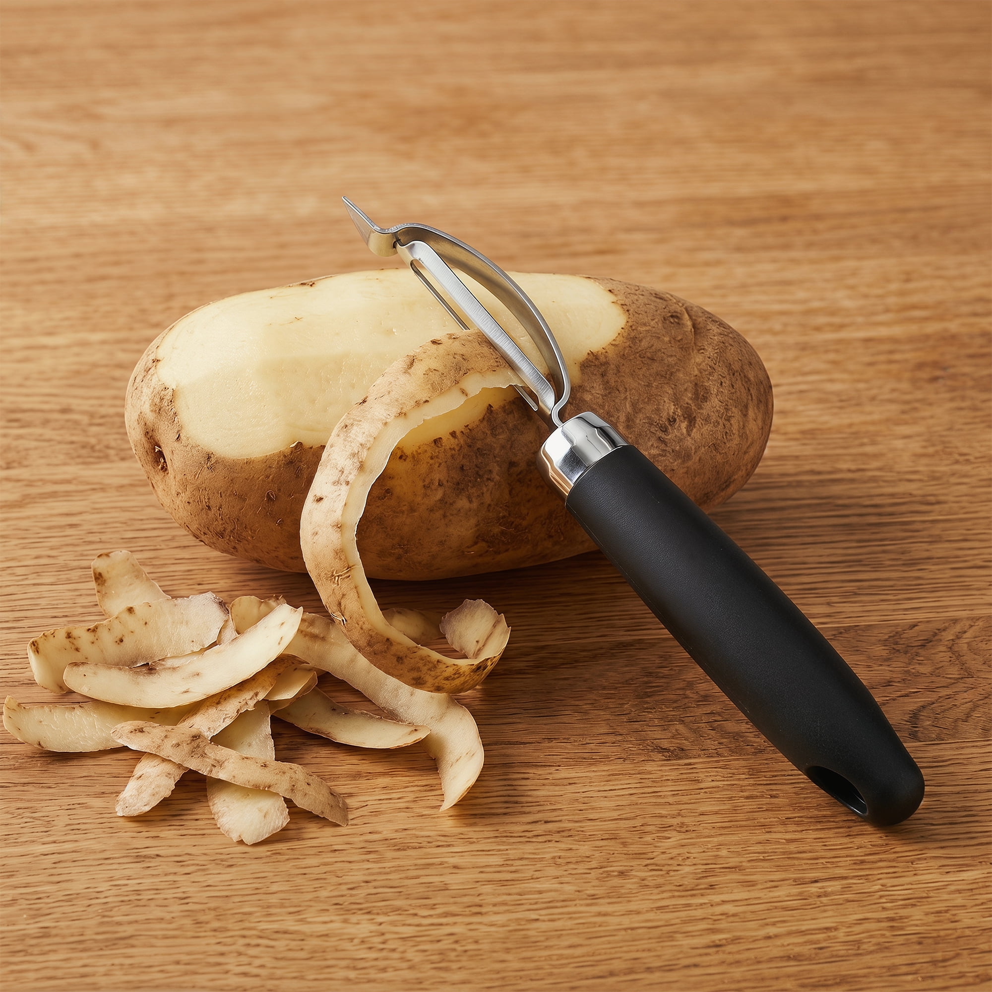 Unique Bargains Useful Stainless Steel Peeler with Ergonomic Handle Black 8.5x1 inch