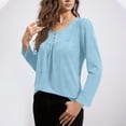 thumbnail image 3 of Camisas de Manga Corta para las Mujeres Casual Color Sólido Blusas Plisadas, Moda Cuello Redondo Tops de Verano para la Fiesta, 3 of 8