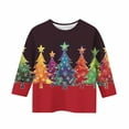 thumbnail image 5 of YUNAFFT Girls Christmas Print Casual 3/4 Sleeve Round-Neck Blouses & Shirts Cotton-Like Comfort Fit Elastic 4-14Y, 5 of 7