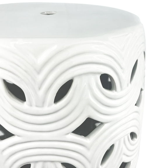 Ceramic Garden Stool，Foot Stool,Side Table,Woven Lattice Design & Glazed Strong Materials Decorative End Table foot stool