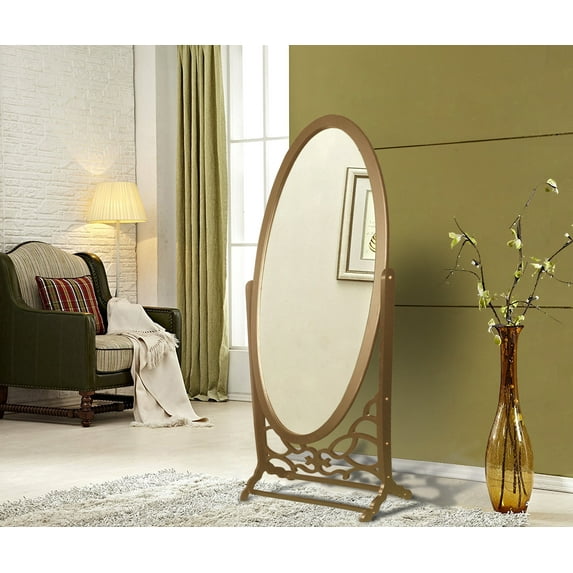 Chic Home York Mirror Modern Free standing Spindle accent legs Floor Mirror, Gold
