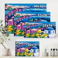 thumbnail image 4 of Designart ' Colorful Traditional Santorini Churches Among Flowers ' Nautical & Coastal Canvas Wall Art Print, 4 of 4