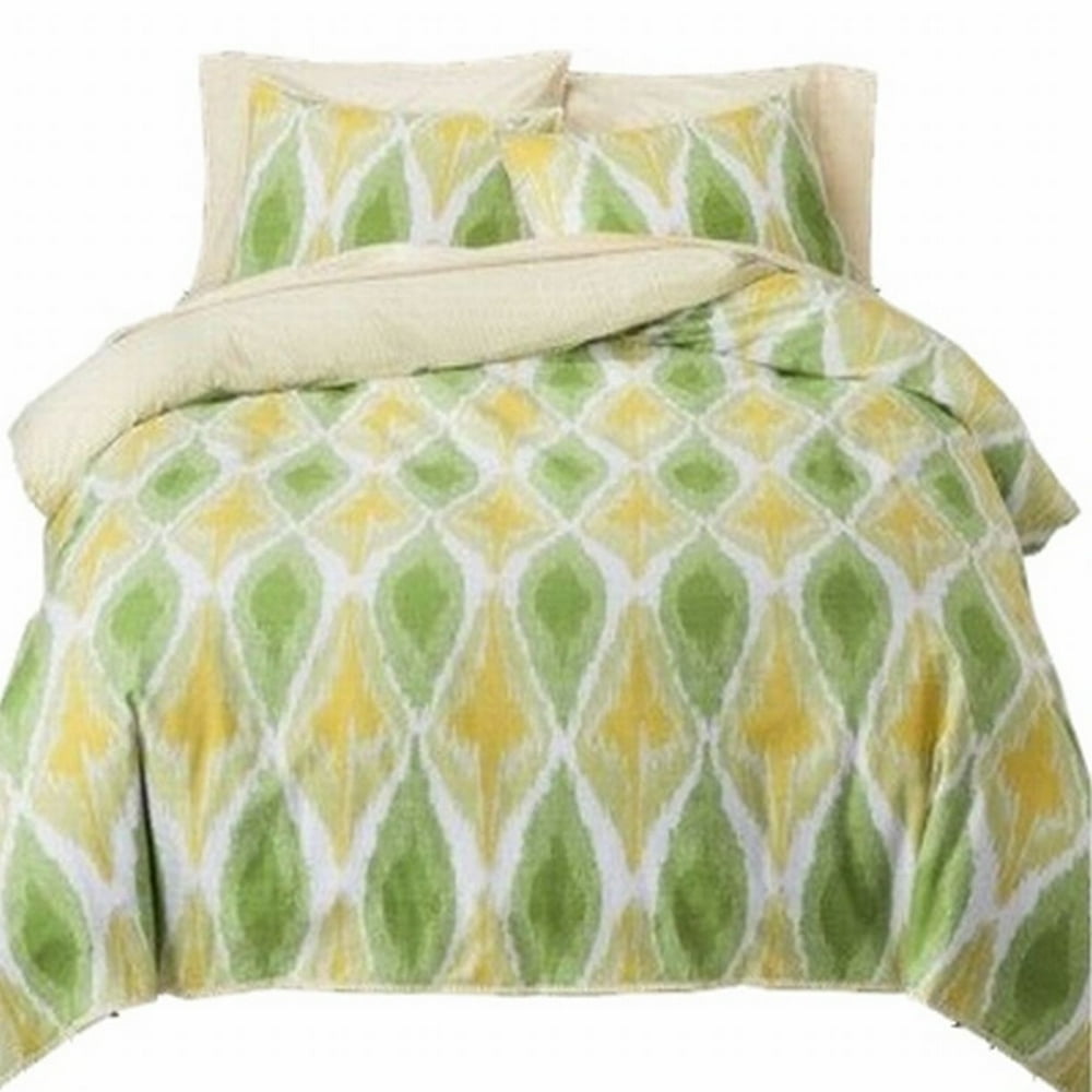 Threshold Yellow Green Tie Dye Ikat 3 Pc Duvet Cover Set King Size 