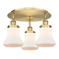 thumbnail image 3 of Innovations Lighting  Bellmont - 3 Light 18" Flush Mount Brushed Brass/Matte White, 3 of 5