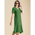 thumbnail image 7 of Moomaya Womens Front Slit Dress, V Neck Short Sleeves Summer Midi Dress, 7 of 7
