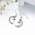 thumbnail image 4 of Aretes de Mujer de Plata 925 con Cruz retro de Luna y Diamantes con Tachuelas, Aretes Colgantes Personalizados y Simples de Nicho, 4 of 5
