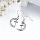 thumbnail image 4 of Aretes de Mujer de Plata 925 con Cruz retro de Luna y Diamantes con Tachuelas, Aretes Colgantes Personalizados y Simples de Nicho, 4 of 5