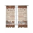 thumbnail image 2 of Sheer Curtains 72 Inches Long, Farmhouse Light Filtering Window Curtains for Living Room, Brown Country Star Berry Vintage Wood Grain Rod Pocket Voile Sheer Curtain Drapes, 52"W x 72"L, 2 Panels, 2 of 8