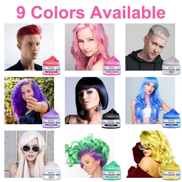 3-Piece Set ikzee Coloring Hair Wax (Pink + Green + Gold), Hair