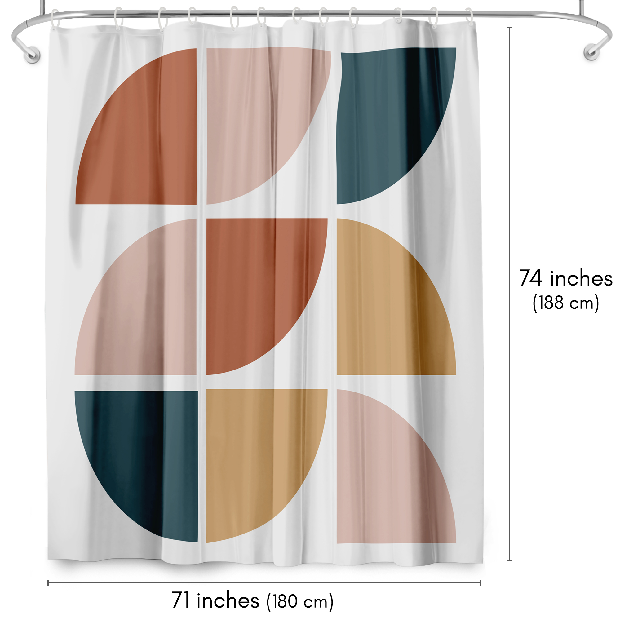 Americanflat 71" x 74" Shower Curtain, Mid Century Circles by ArtPrink