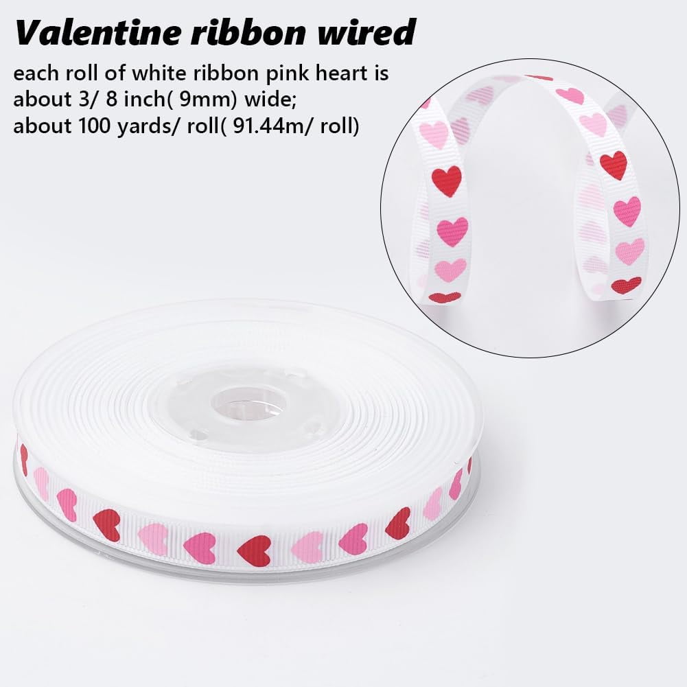 1roll Polyester Grosgrain Ribbon with Heart Printed Midnight Blue 3/8 inch(9mm) about 100yards/roll(91.44m/roll)