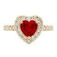 thumbnail image 2 of 2.03 ct Heart Cut Natural Garnet with Simulated Diamond Halo Accents 14K Yellow Gold Womens Engagement Ring, 2 of 5