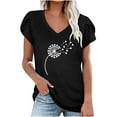 thumbnail image 2 of Oalirro Women's Tops, Tees & Blouses Women Blouses and Tops Fashion Fashion Women's Summer V-Neck Short Sleeve Print Casual T-shirt Blouse Black, 2 of 5