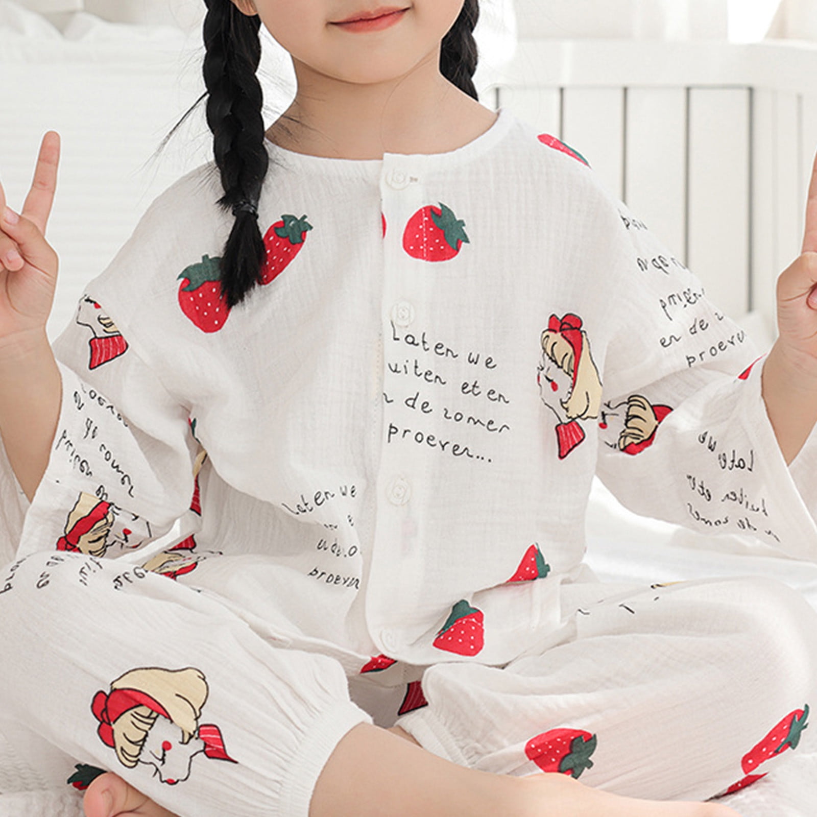 TopLLC Girl s Suit 1 8 Years Old Pyjamas Coat Pants Suit Novelty Long Sleeved Warm Pyjamas Funny Pajamas cotton pajamas Walmart