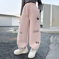 thumbnail image 4 of Generic Girls Wide Leg Elastic High Waisted Pants Sweatpants Baggy Track Pants Trousers Casual Streetwear Cute Clothes for Teen Girls, 4 of 6