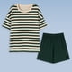 thumbnail image 1 of Conjuntos de pijama retro para mujer, básicos de rayas sueltas, ropa de dormir de verano, estilo clásico hipster americano, cintura elástica, vitalidad juvenil., 1 of 6