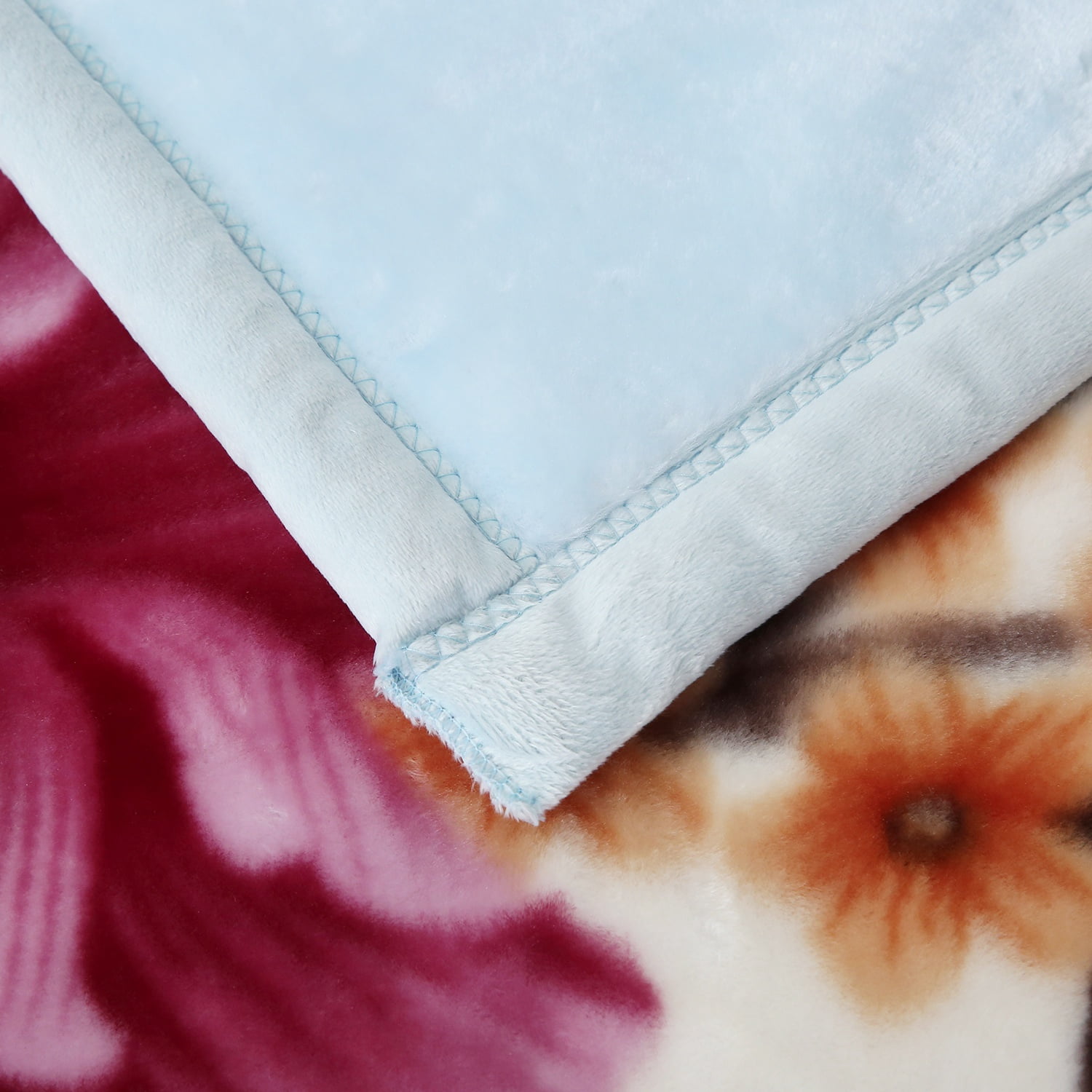 MERRY HOME Full/Queen Size Fleece Blanket For Bed, A & B Patterns Soft Warm Floral Blanket, Microfiber Plush Bed Blanket For All Season, Light Blue Background Pink Peony/ Peony, 5LB, 75"x87"