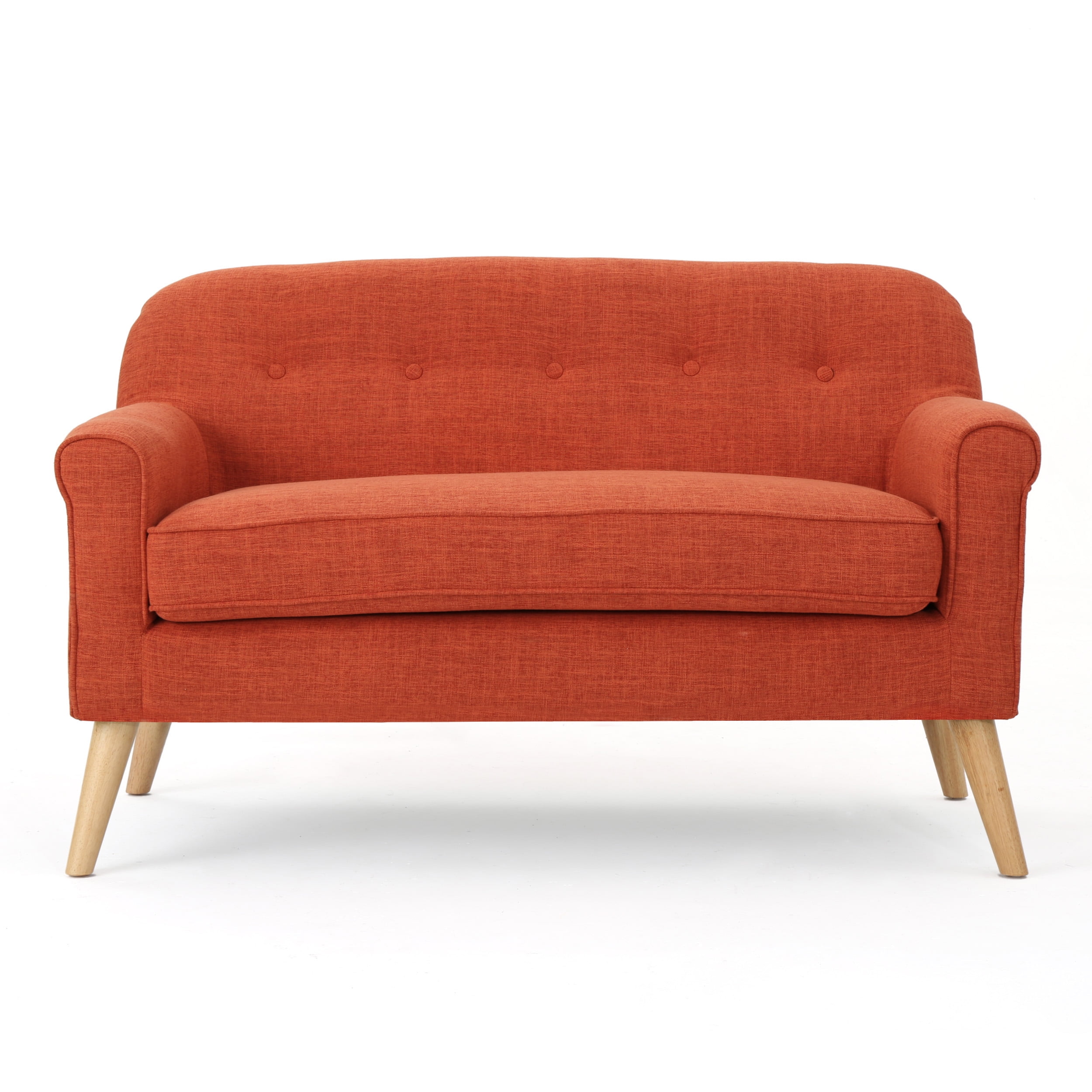 Mia Mid Century Modern Loveseat, Muted Orange