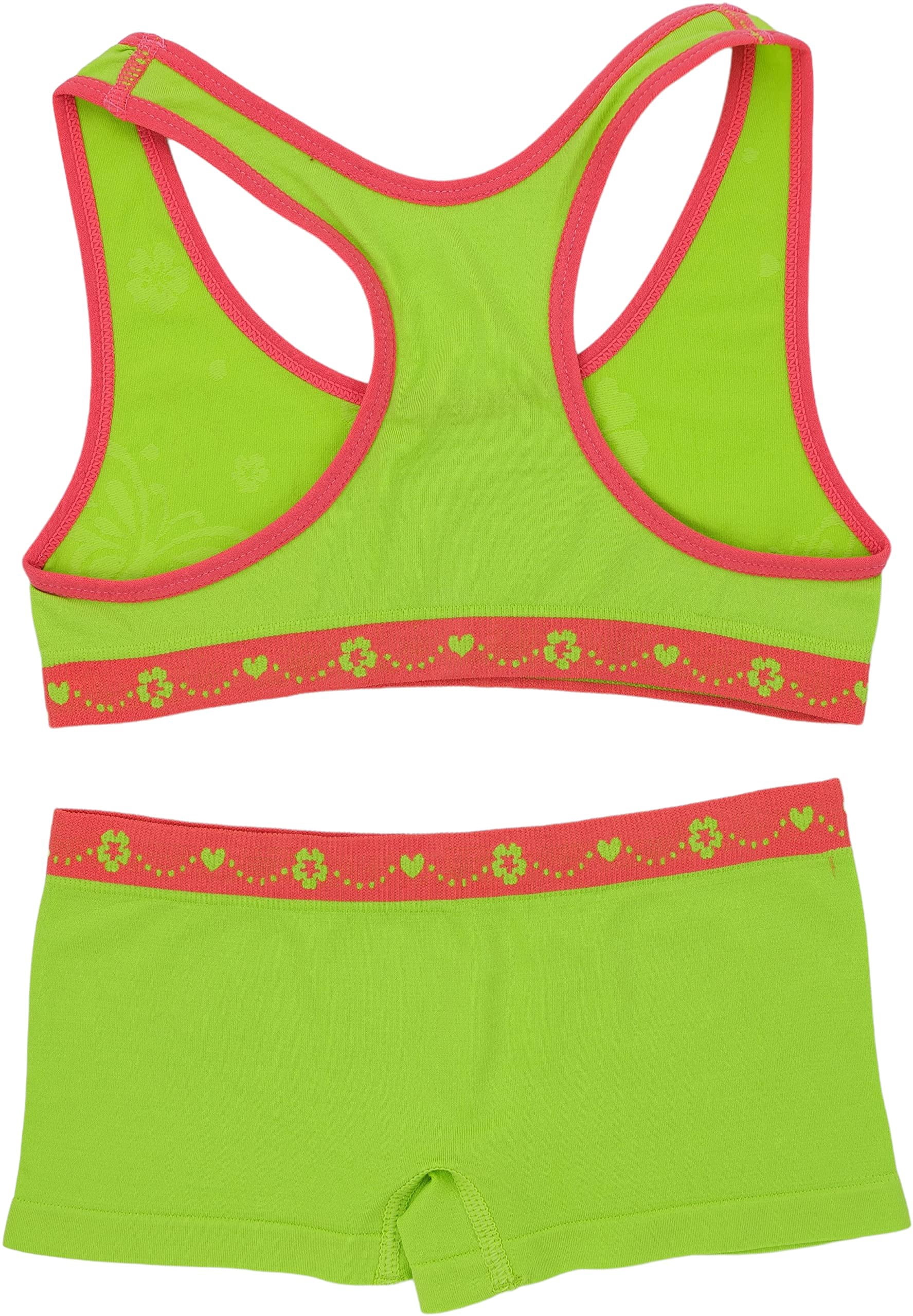 ToBeInStyle Girl's Pack of 6 Racerback Training Bra Tops & Matching Boyshort Bottoms - Anemone Princess - Large