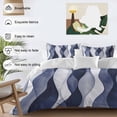 thumbnail image 3 of 3 Piece Navy Blue Duvet Cover Set Queen Size, Microfiber Comforter/Quilt Cover with Corner Ties and 2 Pillowcases, Modern Moire Abstract Ripple Geometric All Season Soft Bedding with Zipper Closure, 3 of 8
