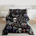 thumbnail image 2 of Homewish Gothic Boho Skeleton Queen Comforter Set for Teens, Hippie Butterfly Moth Bedding Sets, Romantic Rose Floral Reversible Bedding Comforter Set, Lightweight Room Decor, 3 Pieces, 2 of 8