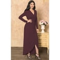 thumbnail image 4 of KOH KOH Long Sleeve Full Floor Length V-Neck Sexy Wrap Empire Waist Formal Dressy Winter Fall Cocktail Wedding Guest Party Tall Gown Maxi Dress For Women Maroon Wine Red XX-Large US 18-20 NT292, 4 of 6