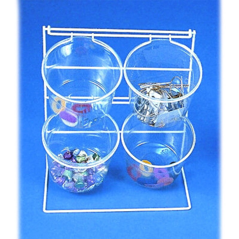 Retail Counter Top Clear Bucket Display with [4] 5.5" H x 6.6 Dia Jars