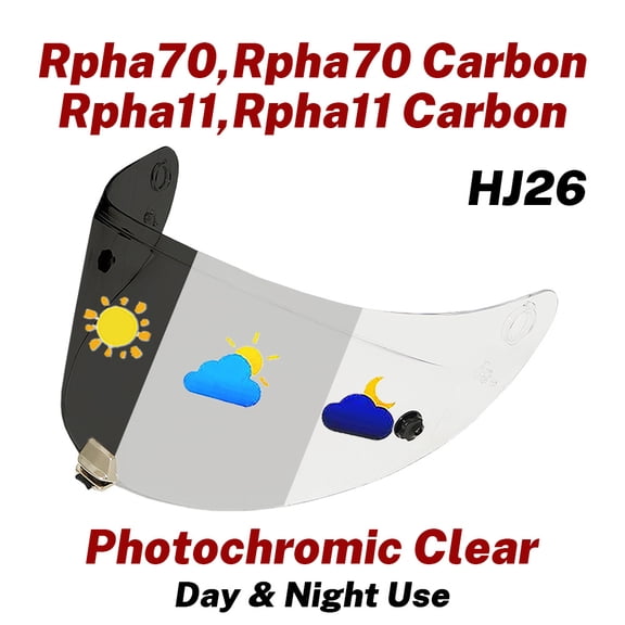 Photochromic Rpha11 Visor for HJC Rpha70, Rpha70 Carbon, Rpha11 Carbon, HJ26 Helmet Face Shield