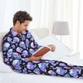 thumbnail image 6 of Sikiie blue Skull flower Mens Pajama Set, Soft Warm Long Sleeve Sleepwear, Cozy Button-Down Pjs for Men-XX-Large, 6 of 7