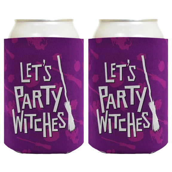 ThisWear Funny Witch Halloween Gifts Let's Party Witches 2-pack Can Coolie Drink Coolers Coolies Purple