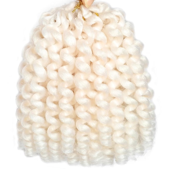 WEIF-White Short Jamaican Bounce Crochet Hair 5 Packs 2X Ringlet Wand Curl 8 Inch Curly Crochet Hair Extensions Curly Crochet Braiding Hair 100 Roots